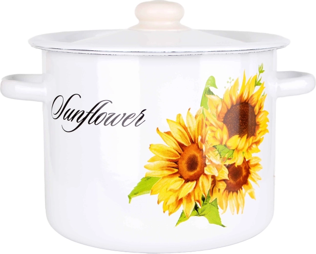Emaillierter Topf mit Deckel 5,5 l Sonnenblume
