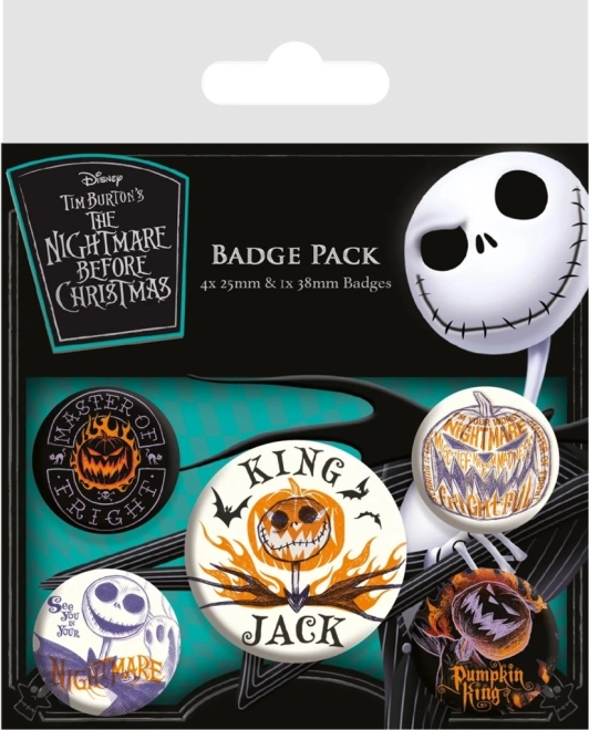 Button-Set NIGHTMARE BEFORE CHRISTMAS – 5 Stück (2,5–3,5 cm)
