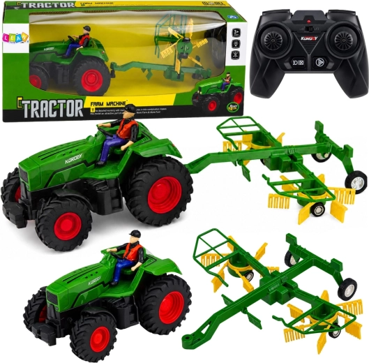 RC-Landwirtschaftstraktor mit Heuschwader im Maßstab 1:24