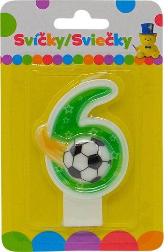 Geburtstagskerze Zahl 6 mit Ball – pastell