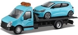 Bburago Street Fire Transportfahrzeug mit Plattform und Renault Clio 1:43