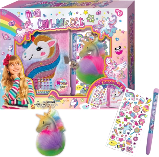 Großes Set mit Plüsch-Tagebuch Einhorn