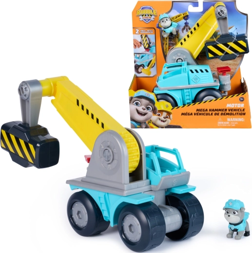 PAW Patrol: Rubble und seine Crew Motor und transformierbares Baufahrzeug mit Hammer und Figur