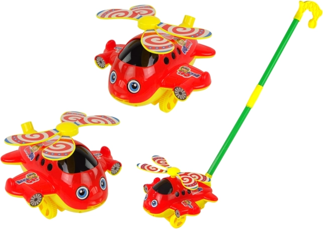 Fröhlicher Spielzeughubschrauber mit Stange