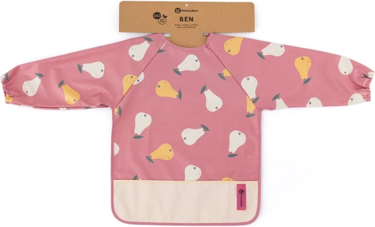 Petite&Mars wasserdichter Lätzchen mit langen Ärmeln Ben Pink Pears