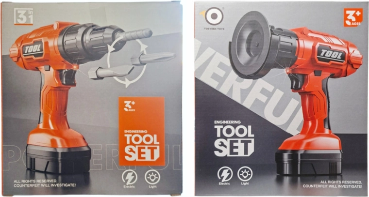 Elektrische Kinder-Bohrmaschine und Schleifer 2-in-1 – Batteriebetriebenes Werkzeug-Set