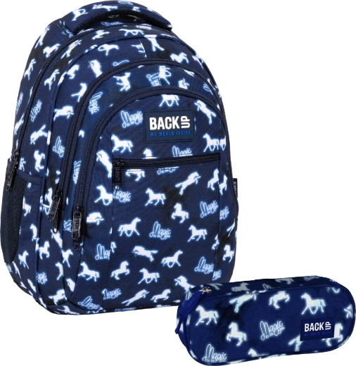 BackUP Schulset Magic Horses 2v1 – Rucksack und Federmäppchen