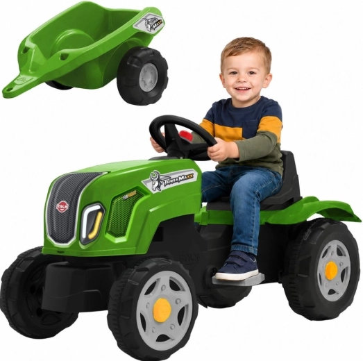 Trettraktor FALK Claas Terra Maxx mit Anhänger und zu öffnender Motorhaube