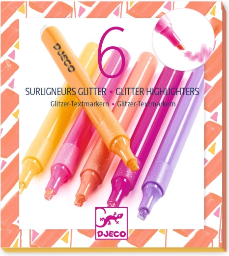 Djeco glitzernde Textmarker Grapefruit, 6 Stück