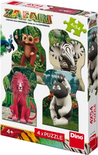 Dino Puzzle 4-in-1 Zafari: Zoomba und Freunde 4×54 Teile