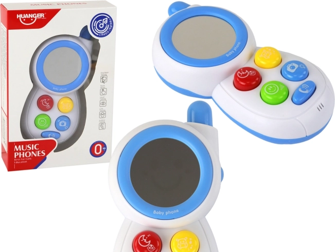 Blauer interaktiver Kinder-Spiegel mit Lichtern und Telefongeräuschen