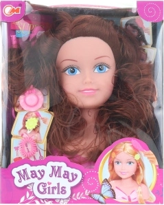 Frisierkopf Brünette für Kinderfrisuren mit Zubehör