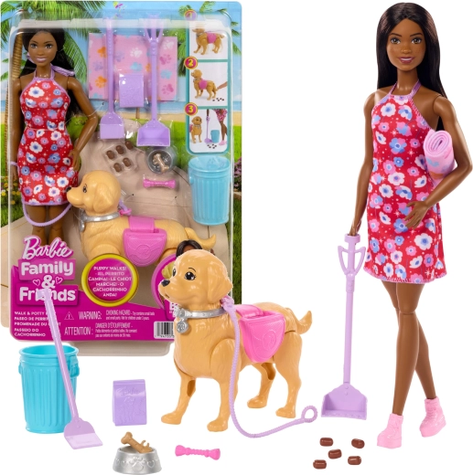 Barbie Brooklyn Set zum Gassi gehen mit einem Welpen und Zubehör