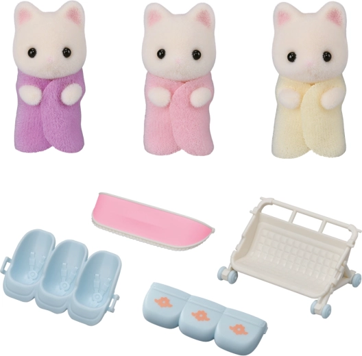 Sylvanian Families Blumenkatzen-Drillinge mit Kinderwagen
