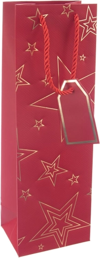 Rote Geschenk-Papiertüte für Wein mit Sternmotiv