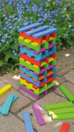 Bunte Holz-Bauplättchen in Regenbogenfarben (200 Stk.)