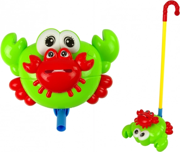 Schiebespielzeug an Stange – grüner Krebs mit Glocke