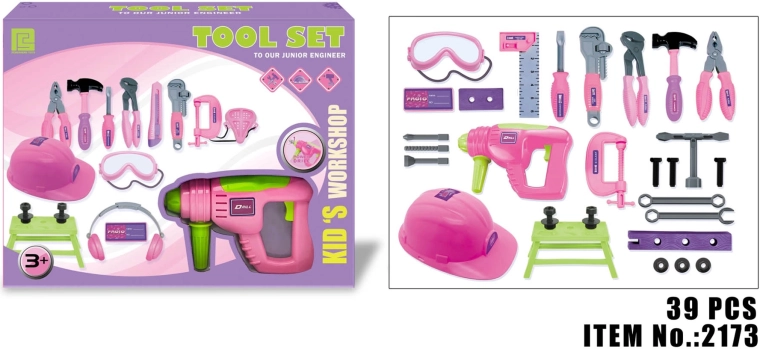 Kinder-Werkzeugset mit Helm (39 Teile)