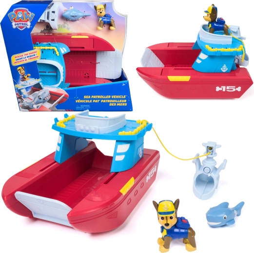 Spin Master PAW Patrol Sea Patroller – Rettungsboot der Küstenwache mit Chase-Figur und Hai