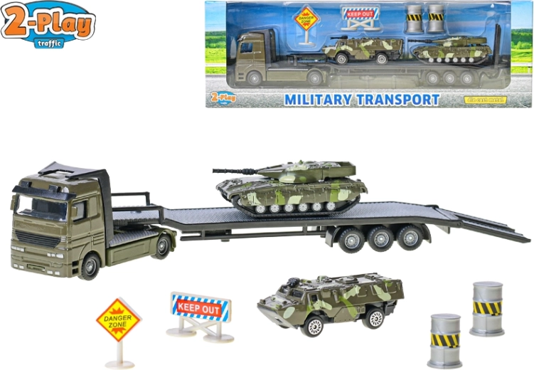 2-Play Traffic Militärtransporter mit gepanzerten Fahrzeugen 1:60