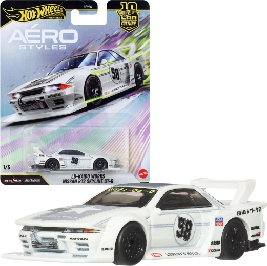 Hot Wheels Premium Kultautos Aero Styles LB-Kaido Works Nissan R32 Skyline GT-R 1:64