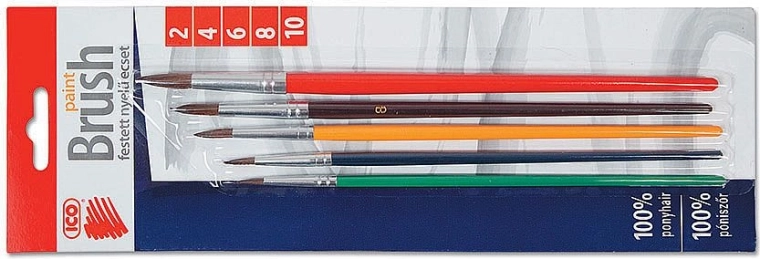 Set runder Pinsel ICO 2–10, farbige Holzgriffe