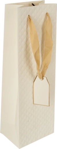 Geschenkpapiertüte für Wein Quilt beige 12 × 9 × 35 cm