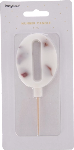 Tortenkerze in Blütenform Zahl 0 weiß 8 cm