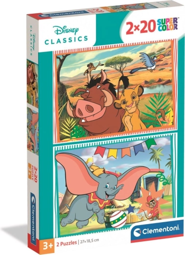 Puzzle 2x20 Super Color DISNEY CLASSICS – DER KÖNIG DER LÖWEN und DUMBO Clementoni