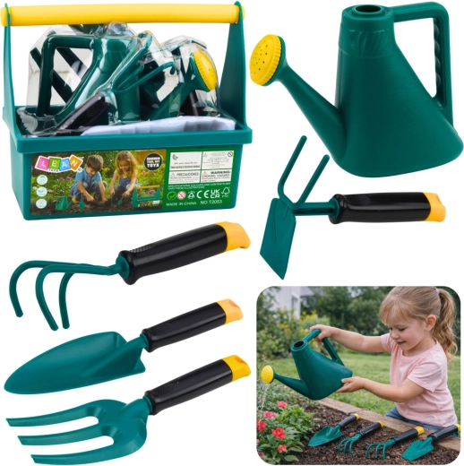 Gartenset für Kinder mit Gießkanne und Werkzeugträger