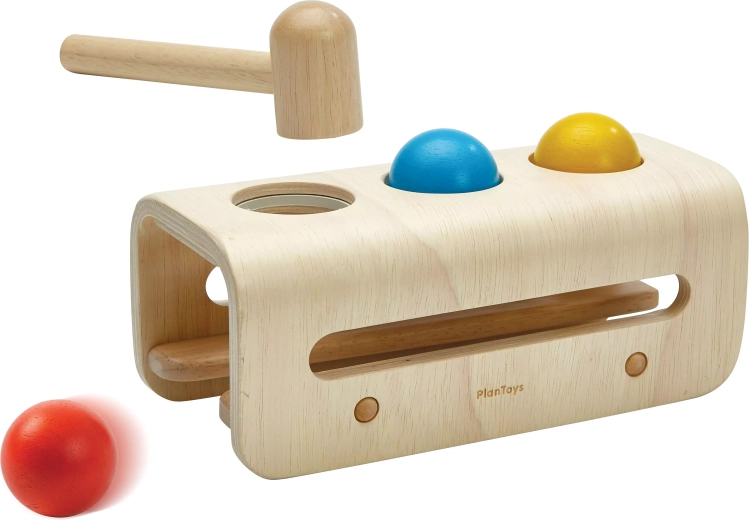 PlanToys Holz-Hammerbank mit Kugeln