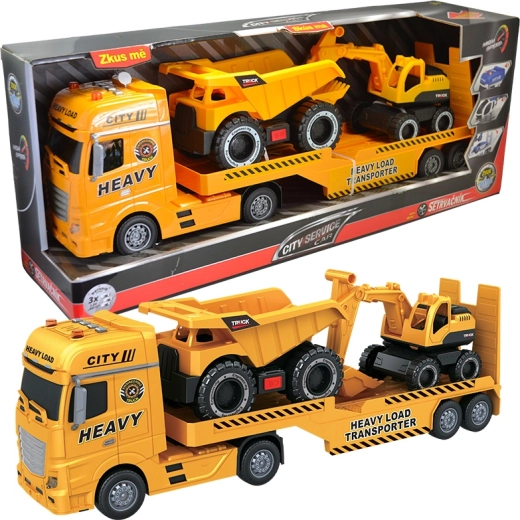 Sattelschlepper mit Bagger und LKW 1:12 CITY SERVICE CAR