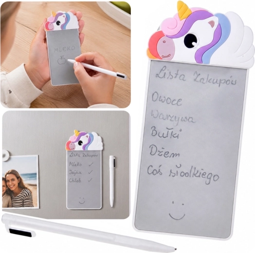 Magnetischer Notizblock für den Kühlschrank – Einhorn mit Schreibstift