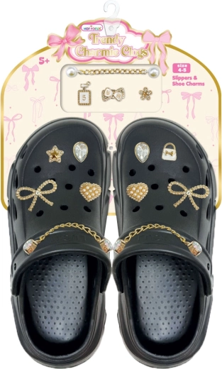 Kinder-Sandalen Delux schwarz mit Accessoires, Größe 37–38