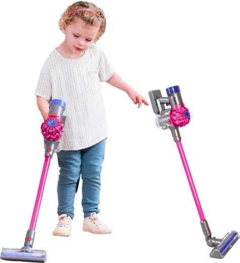 Outlet Casdon kabelloser Kinder-Stielstaubsauger Dyson mit Geräuschfunktion, rosa – 1 Stück