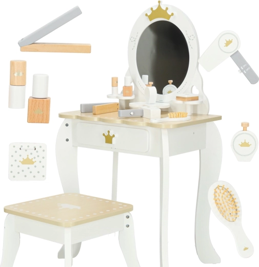 Kinder-Holzschminktisch LULILO Bella mit Spiegel, Hocker und Zubehör