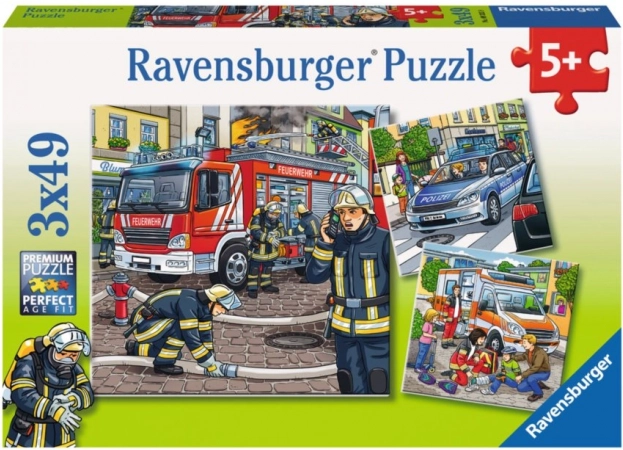 RAVENSBURGER Puzzle Rettungskräfte 3x49 Teile