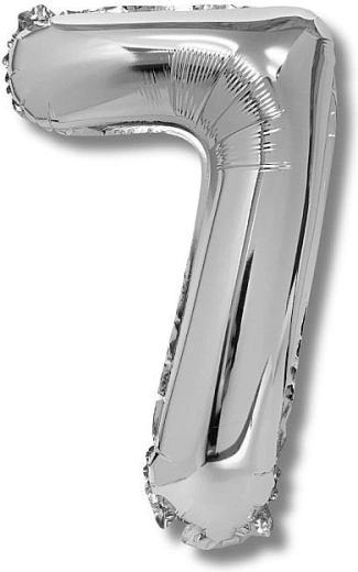 Folienballon Zahl 7, silbern, 40 cm