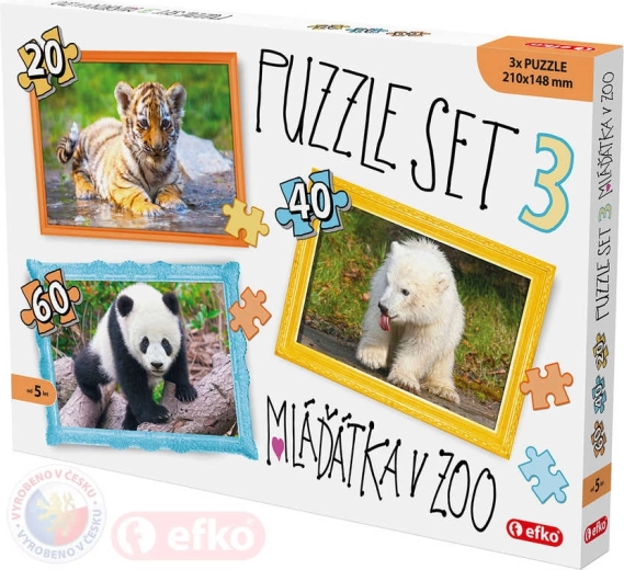 EFKO Puzzle 3-in-1 Jungtiere im Zoo 21 × 15 cm