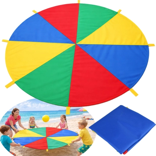 Farbiger Spiel-Fallschirm 2 m mit 8 Griffen