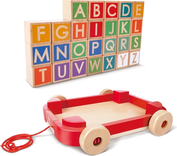 Ziehwagen mit Alphabet-Bausteinen