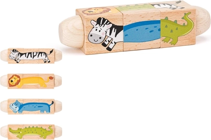 Drehbares Holzpuzzle Woodyland Twist mit Tiermotiven