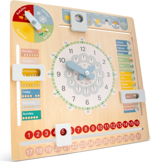 Woet Lernkalender aus Holz mit Uhr