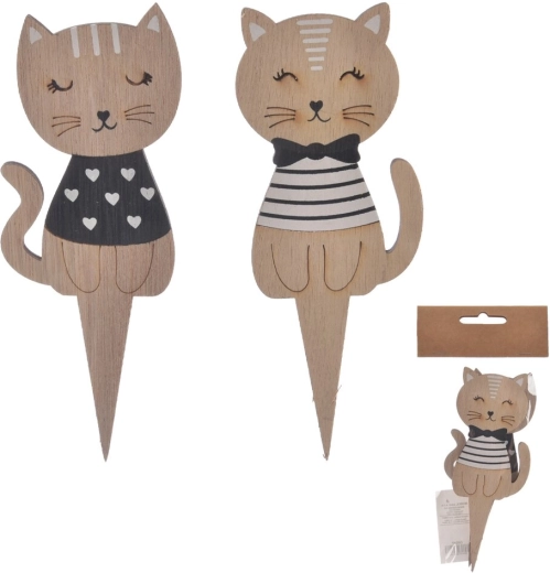 Holz-Dekostecker Katze CAT beige (2 Stk.)