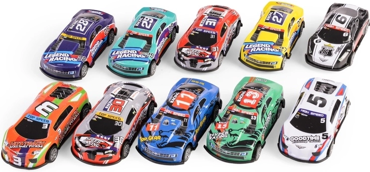 Set aus Metall-Rennautos in Röhre 1:64 – 10 Stück