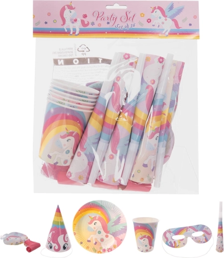 Papier-Partyset Einhorn 36 Stk.