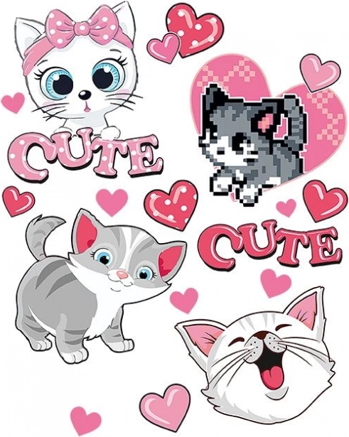 Bügelaufkleber niedliche Kätzchen – großer Bogen 20 × 30 cm