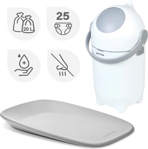 Nattou Set Windeleimer Dropy und Wickelauflage Softy beige 50 × 70 cm
