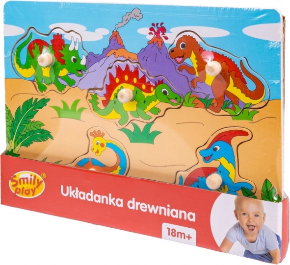 Holz-Puzzle mit Dinosauriern und Griffen