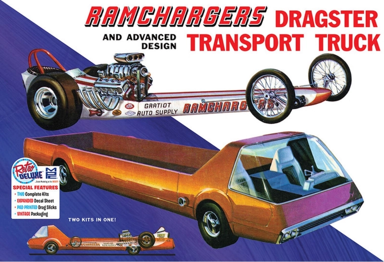 Plastikmodellauto 1:25 MPC Ramchargers Dragster & Transporter-Truck